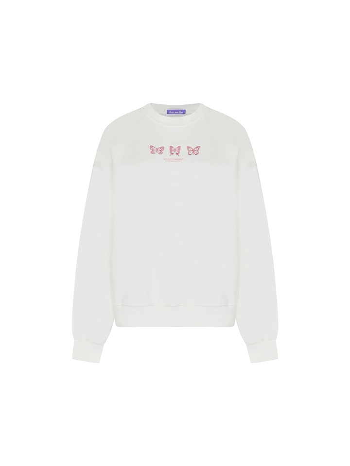 Triple Butterfly Embroidered Sweatshirt ( Ivory )