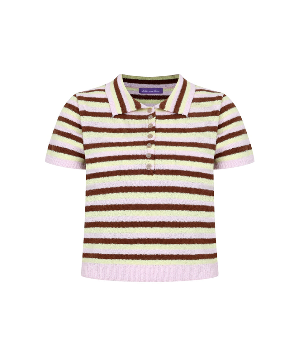 Holiday in Stripe Collar Knit ( Brown )