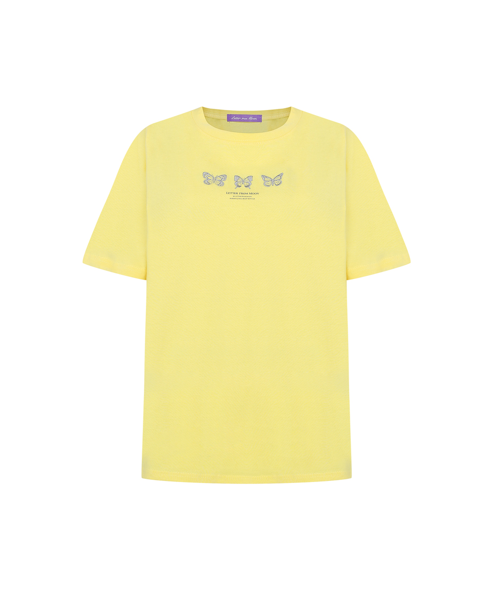 Triple Butterfly Over-fit Short Sleeve T-shirts ( Lemon )