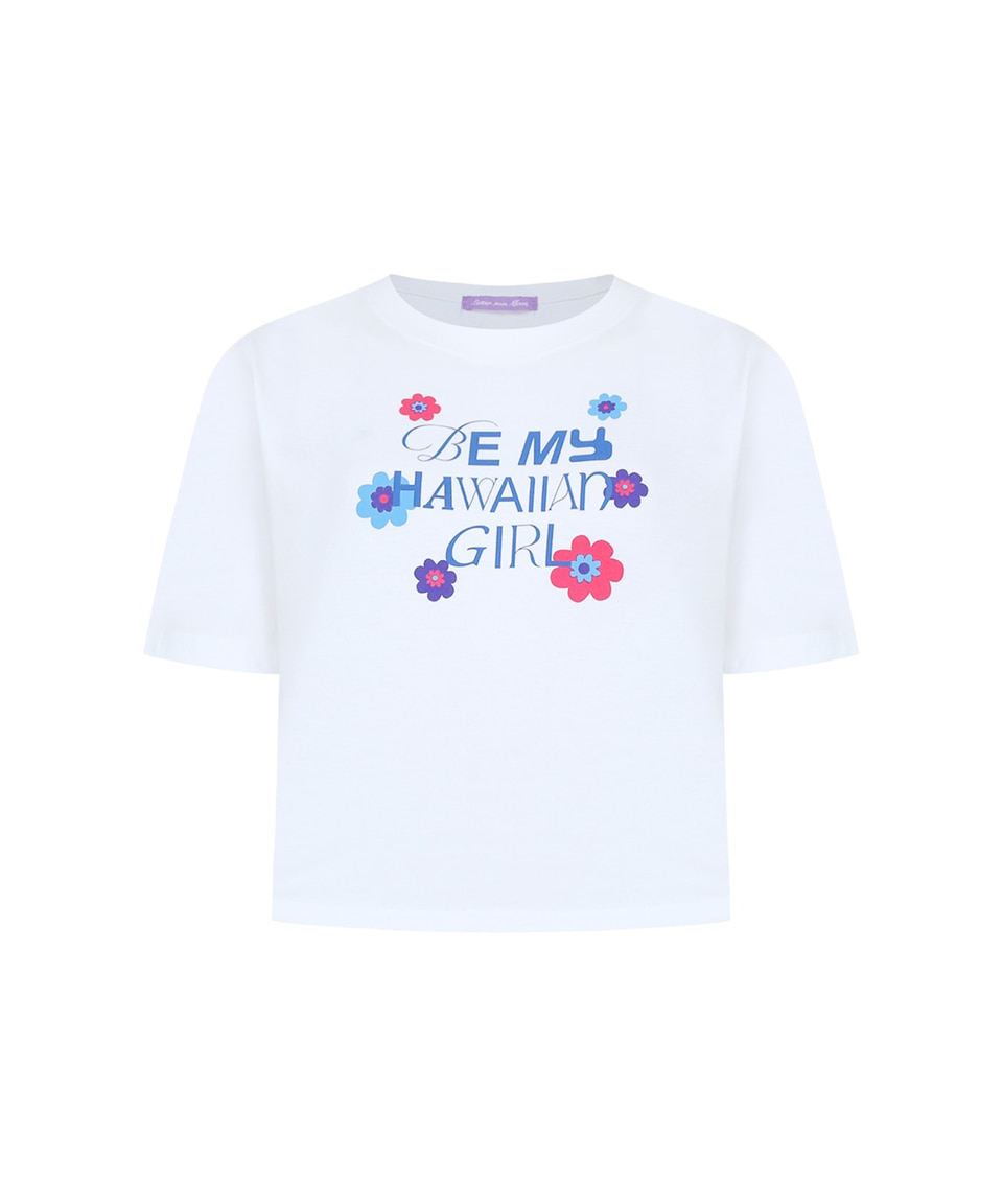 Be my Hawaiian Girl Crop T-shirts ( White )