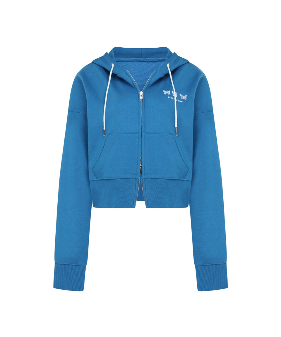 Triple Butterfly Embroidered Two-way Hood Zip up ( Blue )