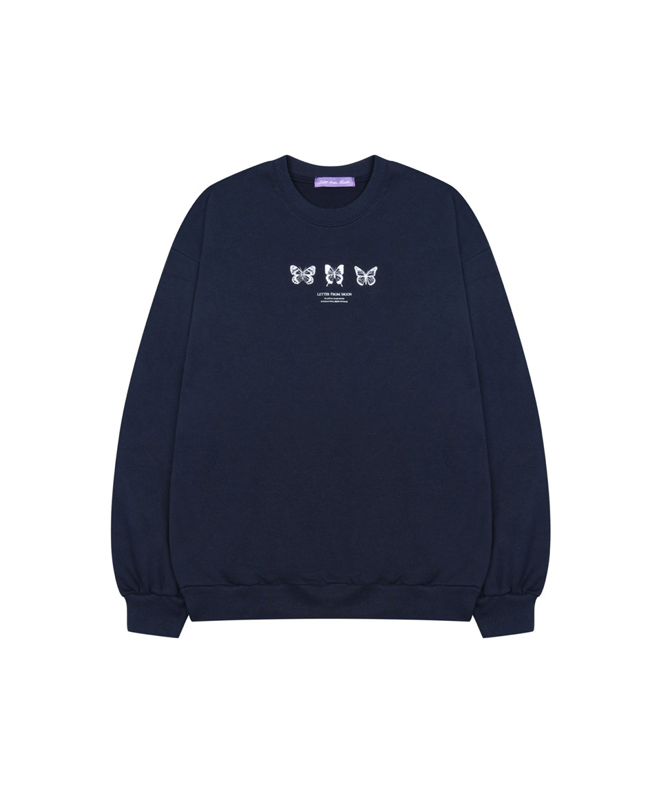 Triple Butterfly Embroidered Sweatshirt ( Navy )