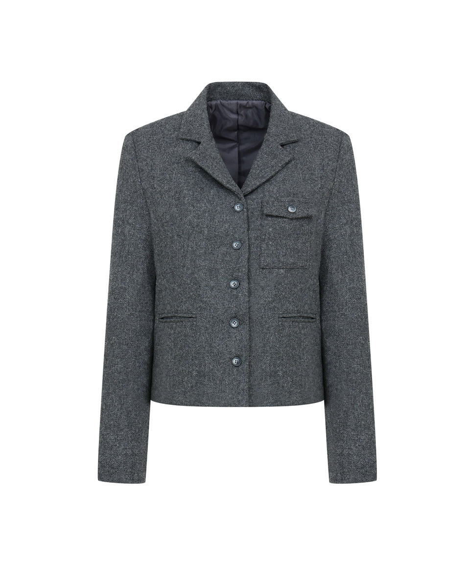 Enough Pocket Wool Quilting Blazer ( Charcoal )