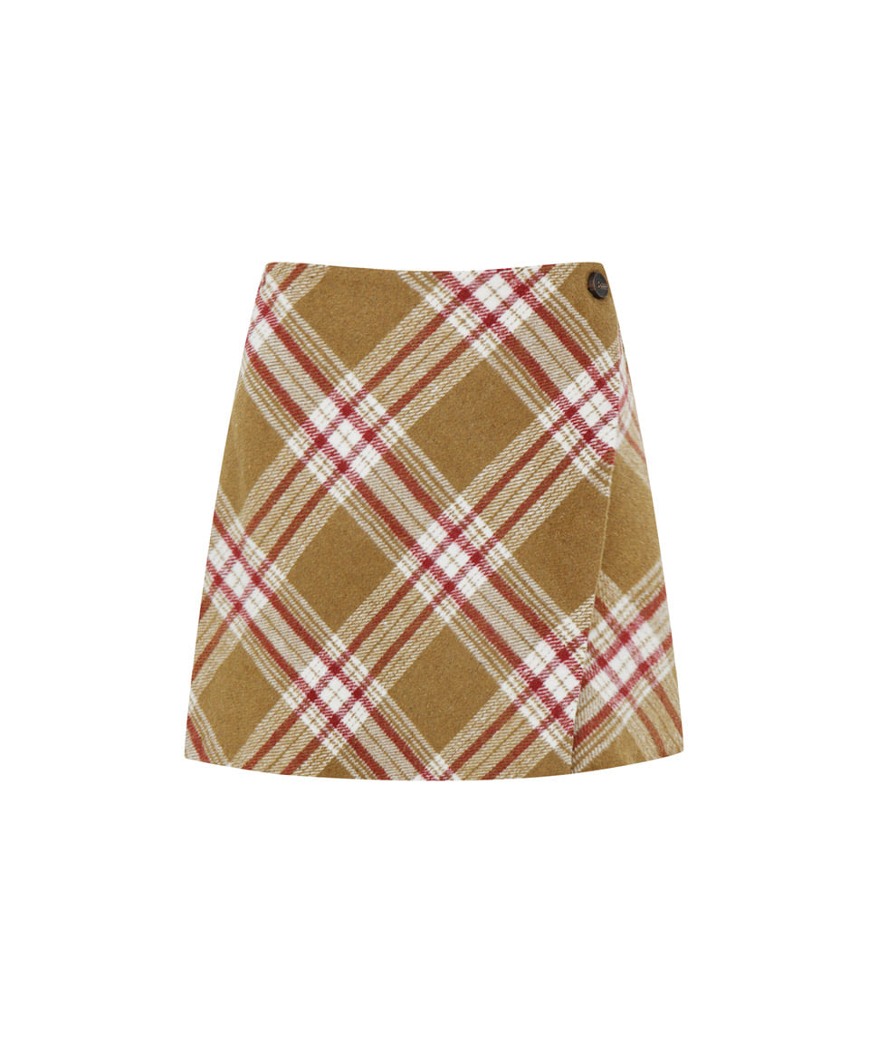 Redel Check Wool Wrap Skirt ( Camel )