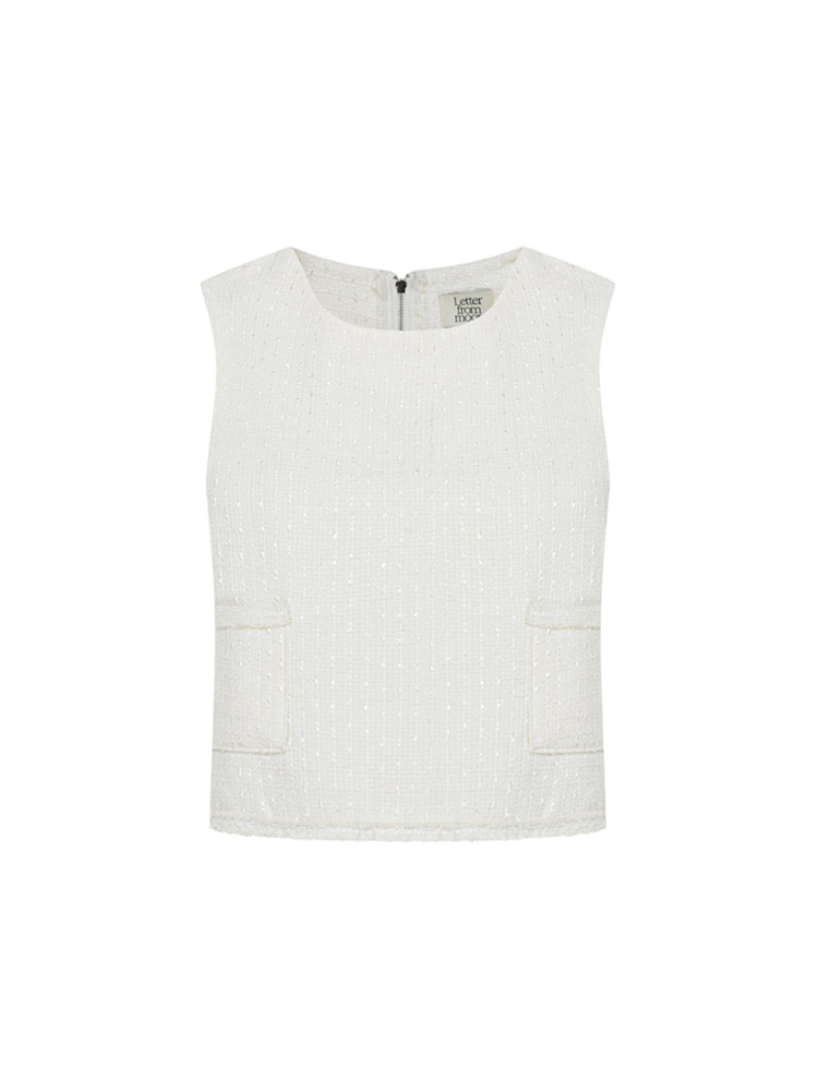 Formal Pocket Tweed Vest ( Ivory )